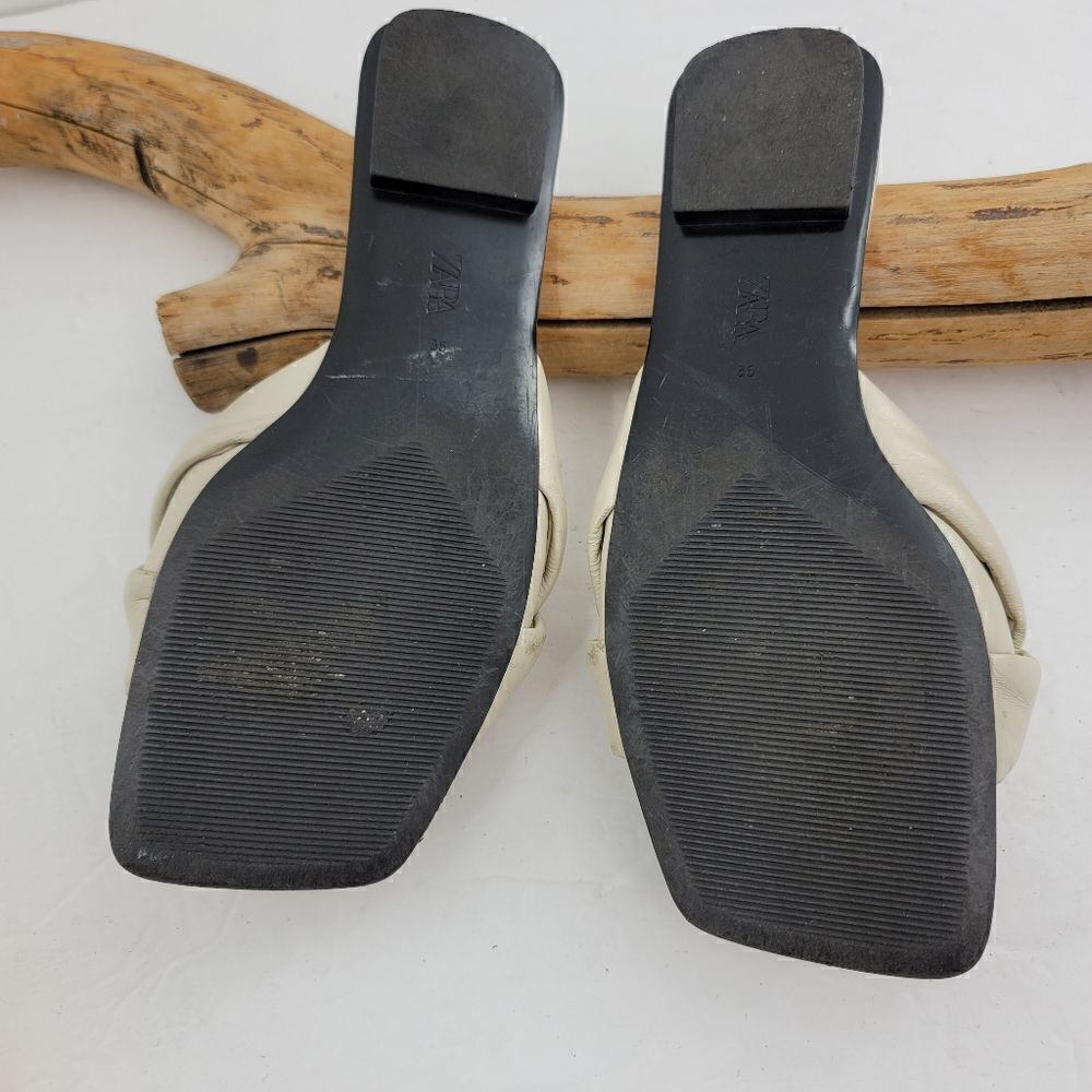 Zara bone color twisted knotted faux leather slides - Picture 3 of 5